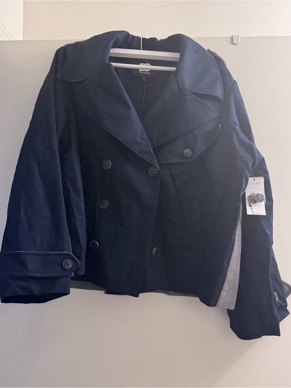 Navy Women's Double-Breasted Peacoat/Trenchcoat duo Jacket - Classic Style